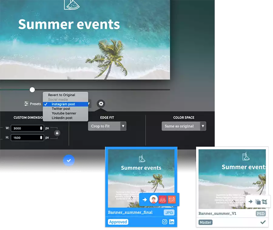 Cropping and reuse simplifies digital asset management publishing to the web - you can easily make links to your files, and derivatives of images cascade through to existing links