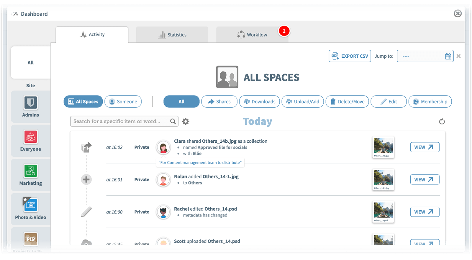 Managing permissions and audit - DAM reporting tools