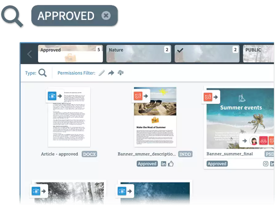 Search and smart collections to automatically categorize content using metadata