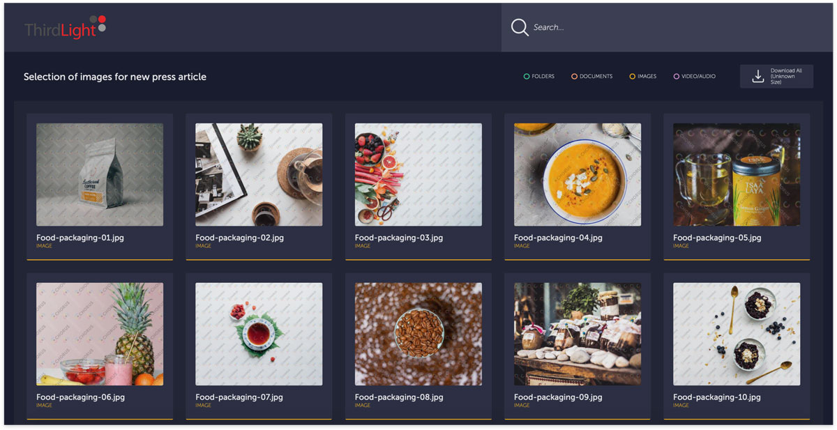 example of a published link with watermarked previews