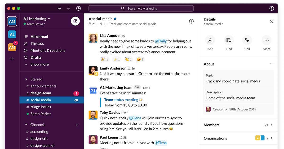 A sample image opf Slack user interface