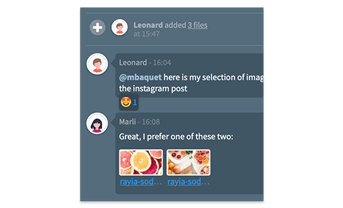 Chat and comments in social media workflow tools